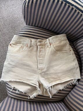 Levi's Beige High-Rise Cutoff Denim Shorts